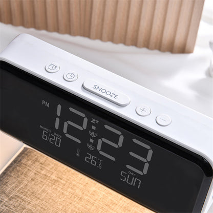 Lampe de Chevet Créative 3 en 1, Charge sans Fil, Écran LCD, Réveil, Chargeur de Téléphone sans Fil