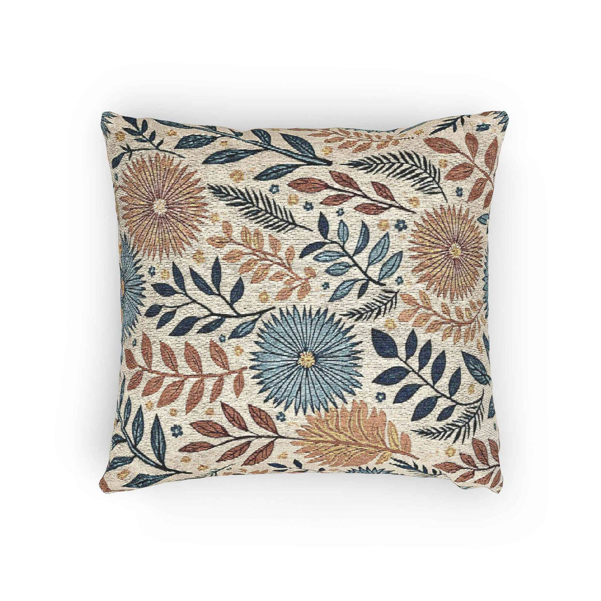 Coussin tissé à motif floral bohème | Coussin décoratif à texture de feuilles et marguerites