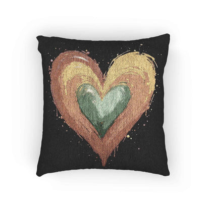 Coussin tressé cœur peint à la main | Coussin décoratif cœur bohème