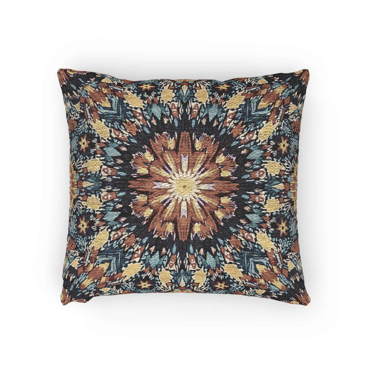 Oreiller tissé mandala géométrique | Coussin décoratif mosaïque bohème
