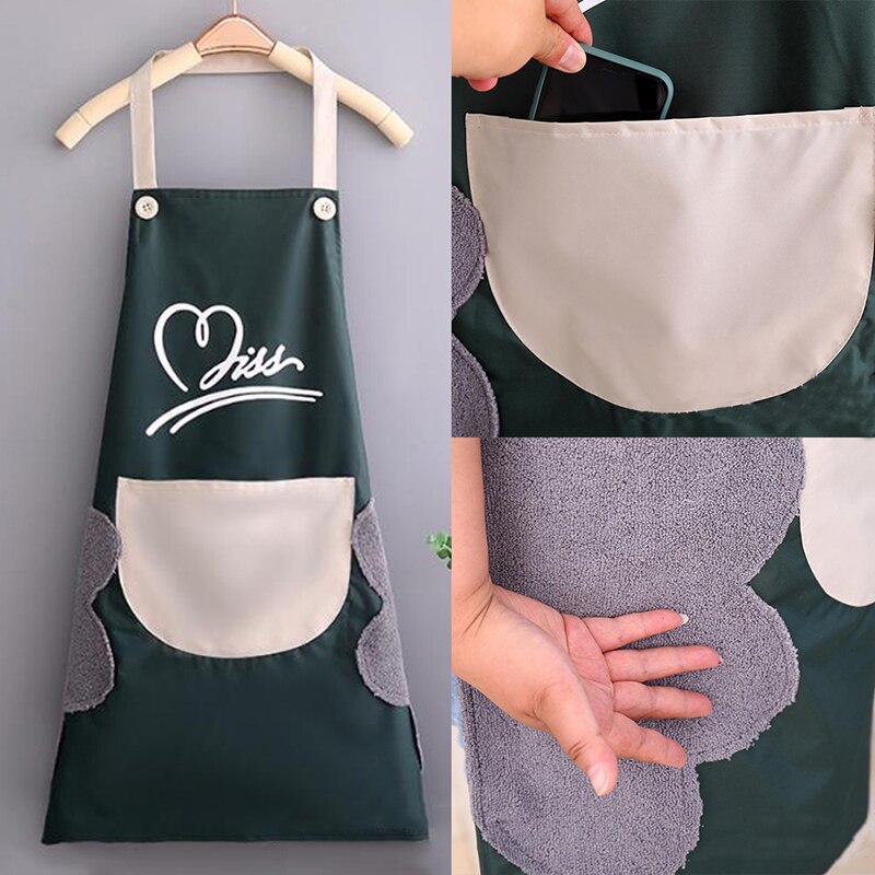 Tablier de cuisine imperméable avec essuie-mains intégré pour la maison