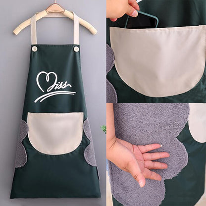 Tablier de cuisine imperméable avec essuie-mains intégré pour la maison