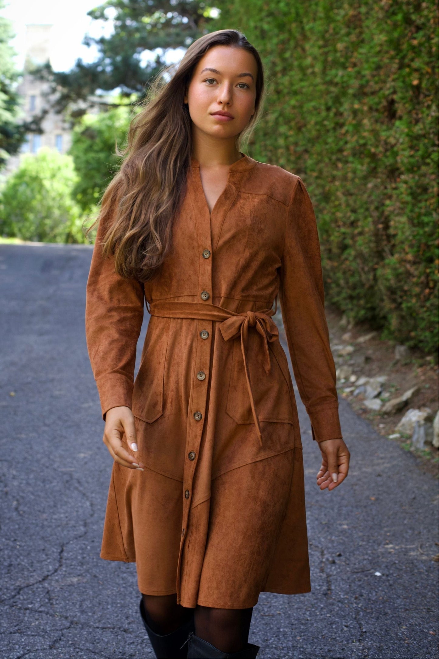 Robe chemise Anastasia en faux daim
