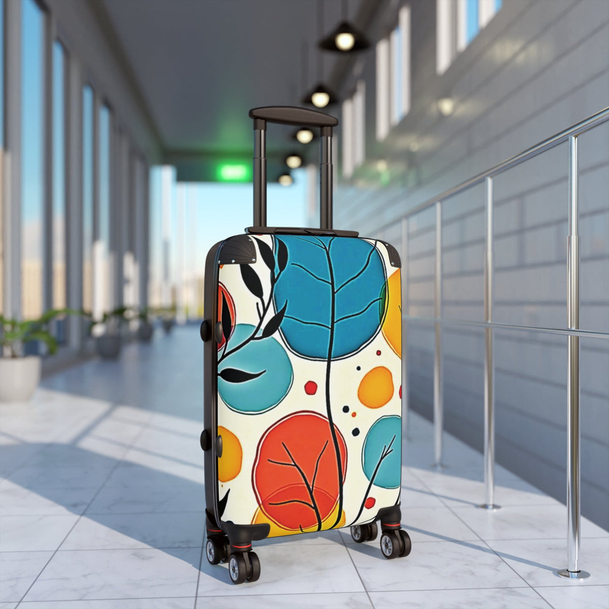 Valise Cabine Abstraite Feuilles Colorées - Bagage de Voyage avec Imprimé Botanique Vibrant