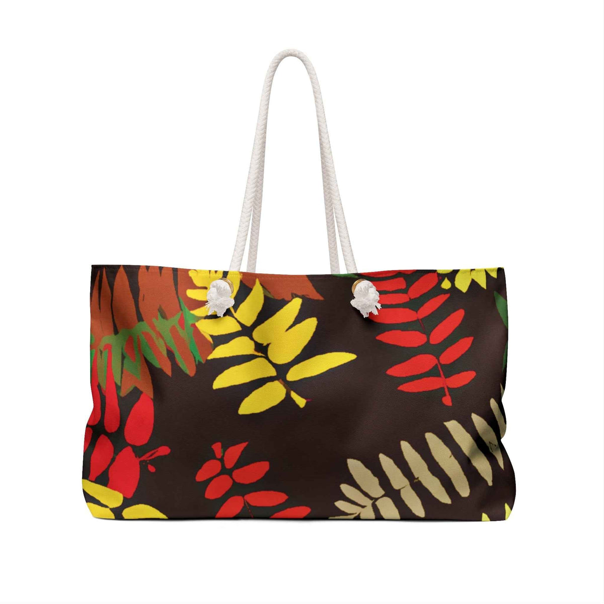 Sac de voyage à motif de fougère d'automne | Grand cabas à feuilles d'automne
