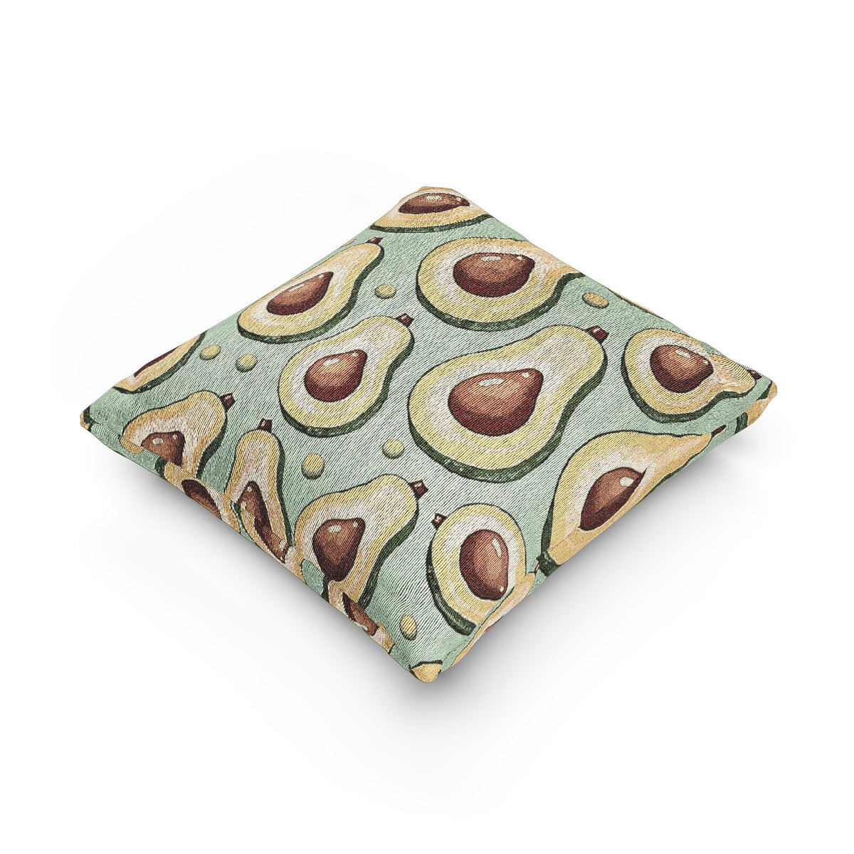 Oreiller tissé à motif d'avocat — Coussin décoratif rétro vert pour cuisine