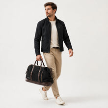 Large Canvas & PU Leather Weekend Duffle Bag – Men's Vintage Travel Carry-On