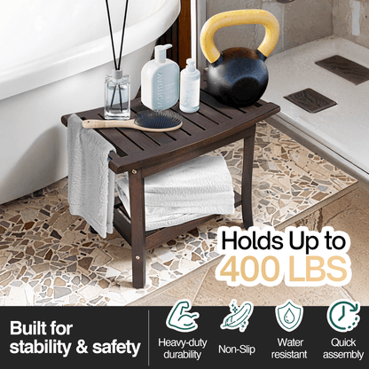 Banc de douche en bois Tranquillo, tabouret de douche en bois