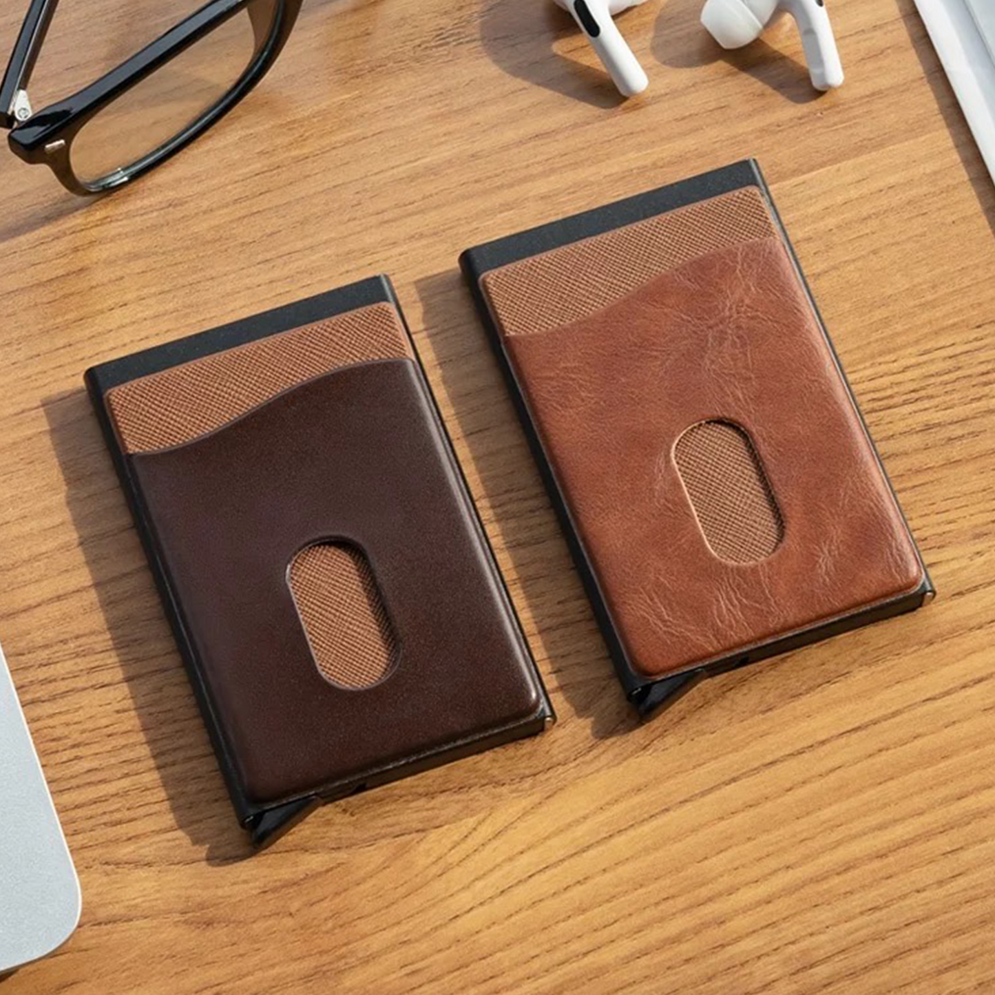Porte-cartes dépliant en cuir | Portefeuille en cuir | Blocage RFID | Portefeuille minimaliste