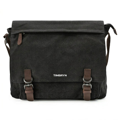 Premium Canvas & Leather Messenger Bag  | Vintage Crossbody Satchel
