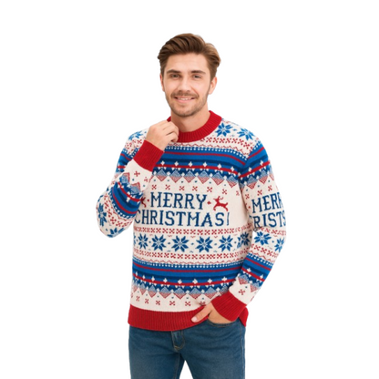 Couple - Pull de Noël blanc "Joyeux Noël"