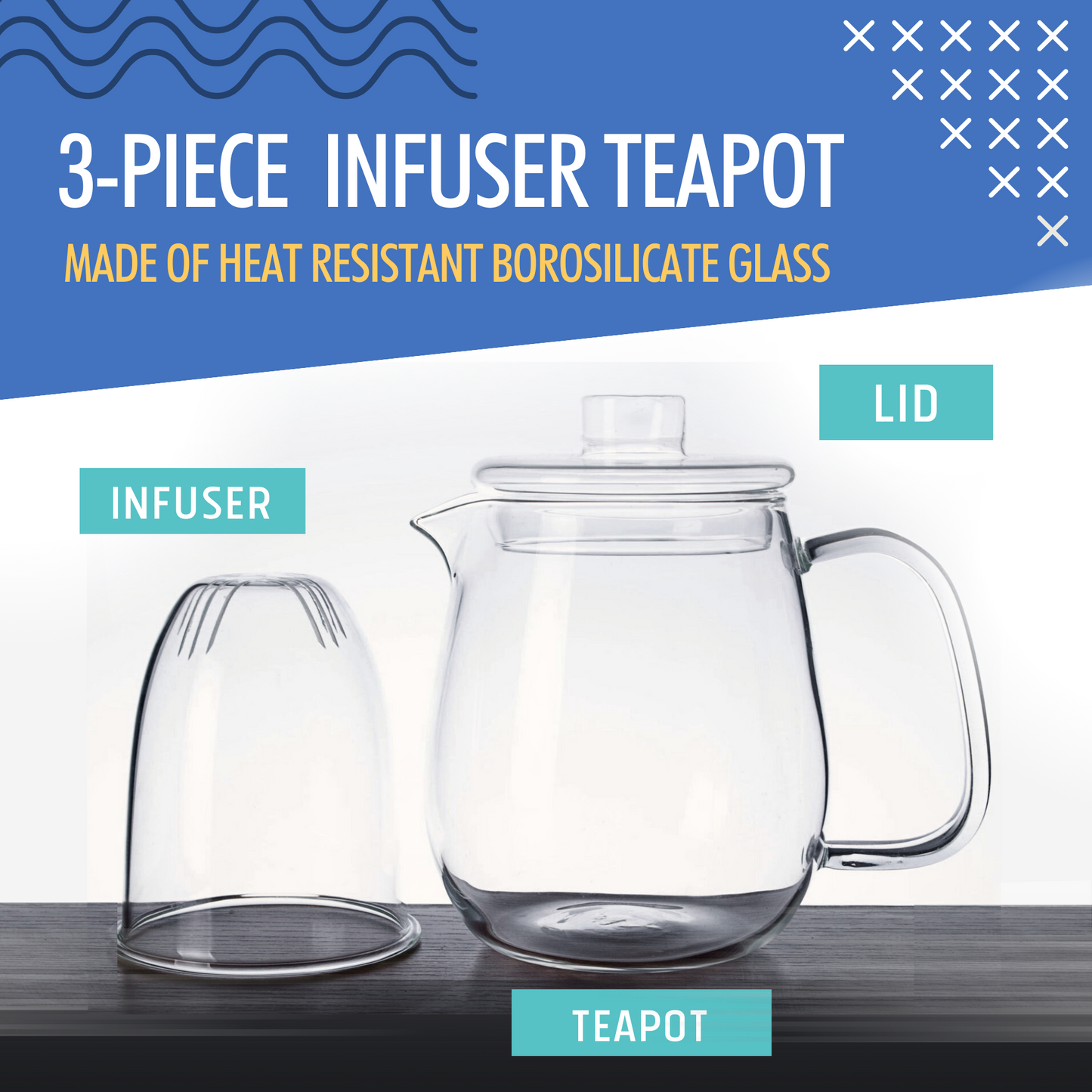 Théière en verre avec infuseur 600 ml