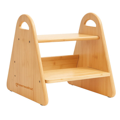 Montessori Wooden Step Stool for Toddlers | 2-Step Kitchen Stool for Kids | Solid Wood Bathroom Stool | Supports Kids Independence