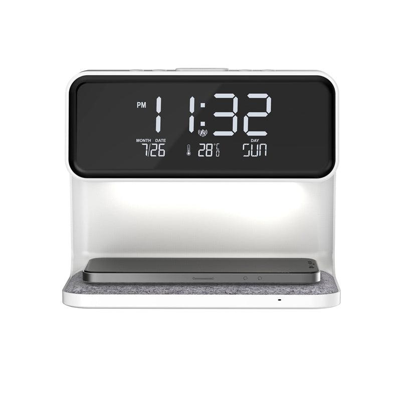 Lampe de Chevet Créative 3 en 1, Charge sans Fil, Écran LCD, Réveil, Chargeur de Téléphone sans Fil