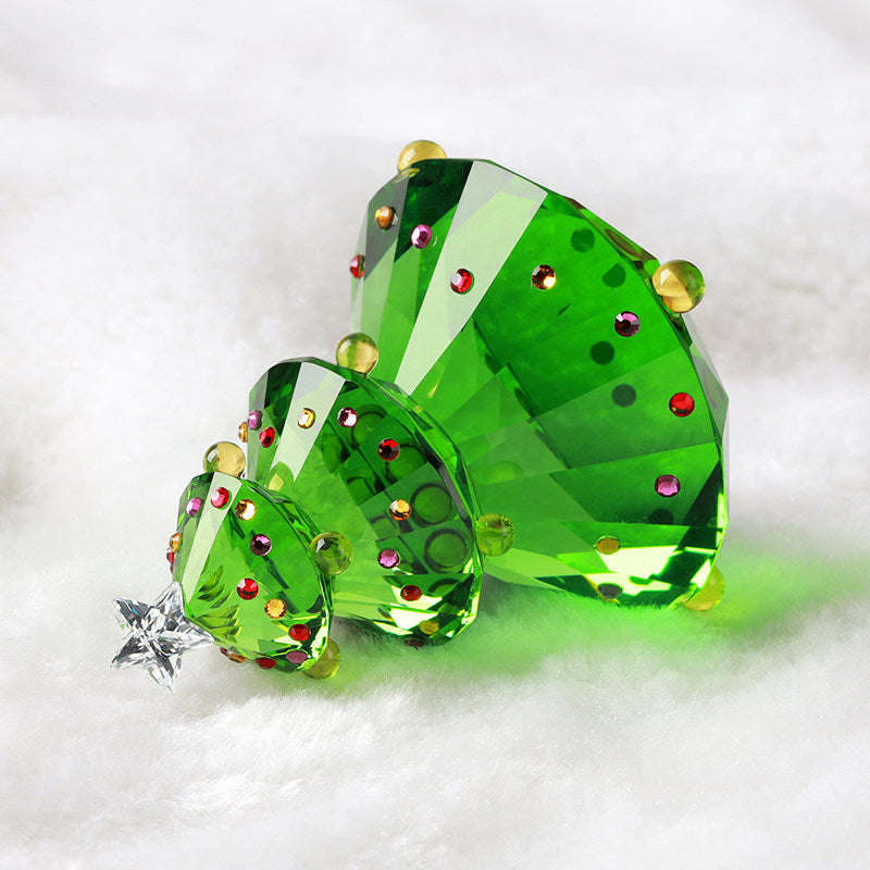 Christmas Gift Crystal Christmas Tree Ornament – Handmade Green Glass Holiday Decor, 50mm