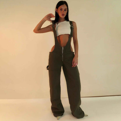 Combinaison en jean coupe ample pour femme – Salopette large style Y2K à bretelles