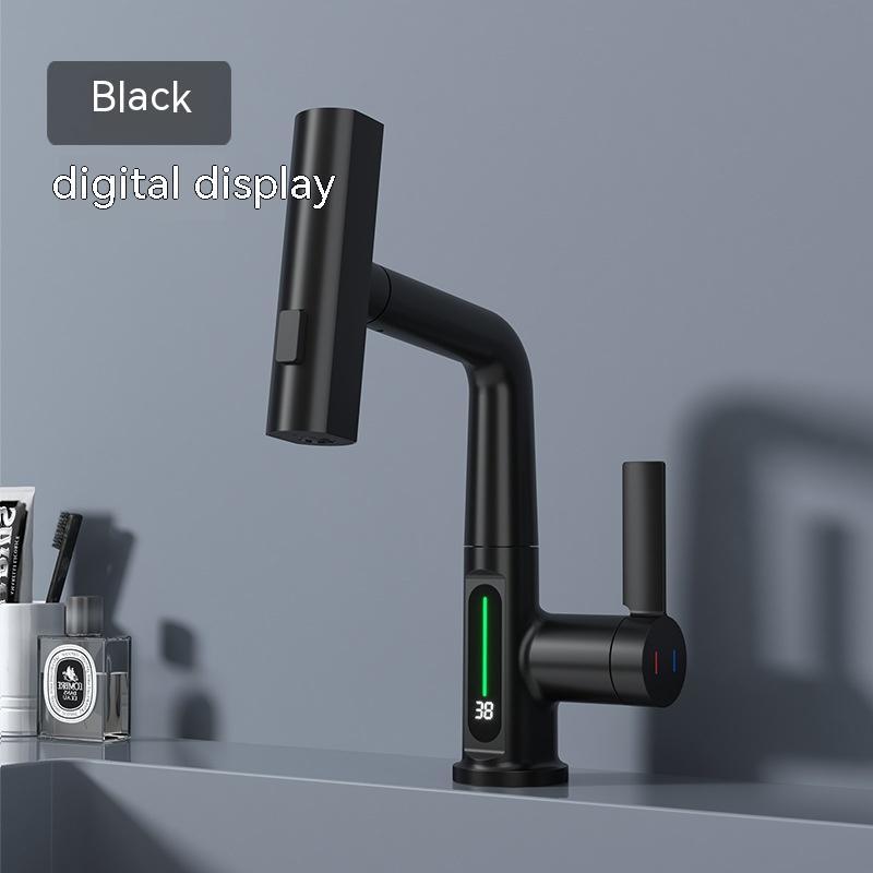 Robinet de lavabo extractible avec affichage numérique intelligent de la température et rotation