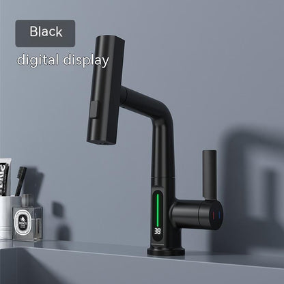 Robinet de lavabo extractible avec affichage numérique intelligent de la température et rotation