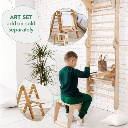 6 en 1 : Espalier suédois en bois / Échelle de grimpe pour enfants + Balançoire + Planche de glisse