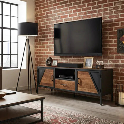 Meuble Télé AZERA Bois de Manguier et acier gris vintage