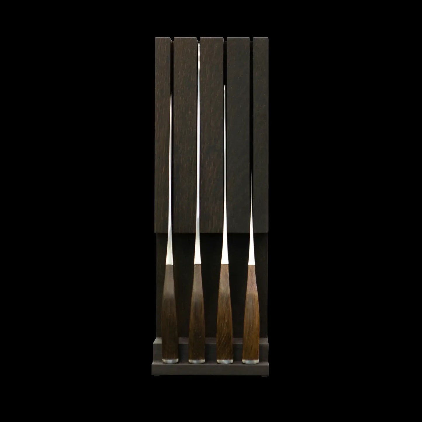 SYNCHROS | Lot de 4 pièces avec support à couteaux en bois de chêne