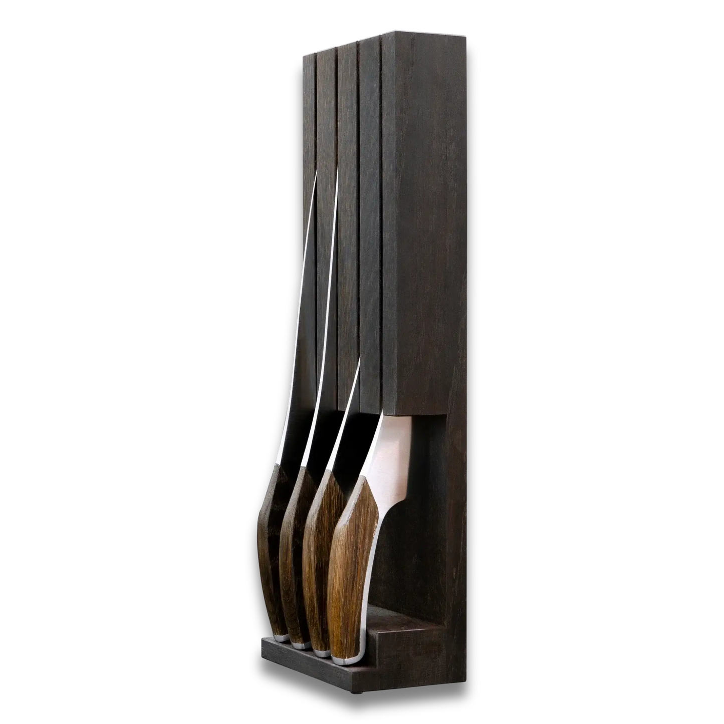 SYNCHROS | Lot de 4 pièces avec support à couteaux en bois de chêne