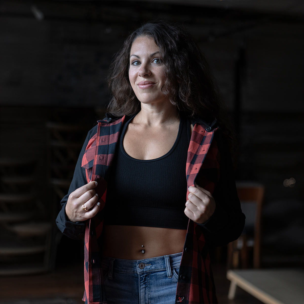 Chemise à capuche à carreaux blindée pour femme Milwaukee Leather