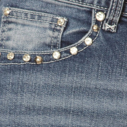 Jean bootcut Platinum Plush orné de strass Tête de mort