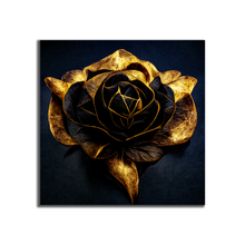 Impression sur toile-Fleur noire et or-Art mural