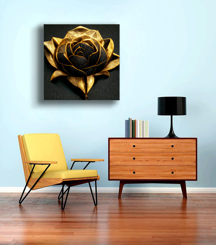 Impression sur toile - Fleur dorée ouverte - Art mural