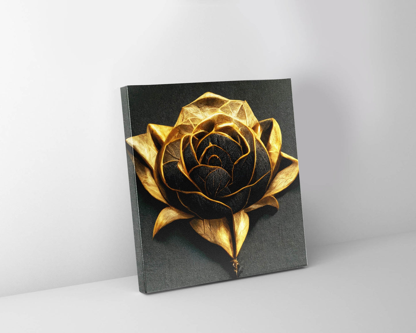 Impression sur toile - Fleur dorée ouverte - Art mural