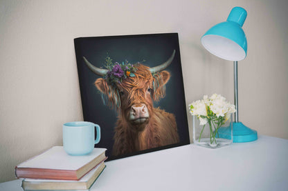 Art mural nature - Le bison et les fleurs - Impression sur toile