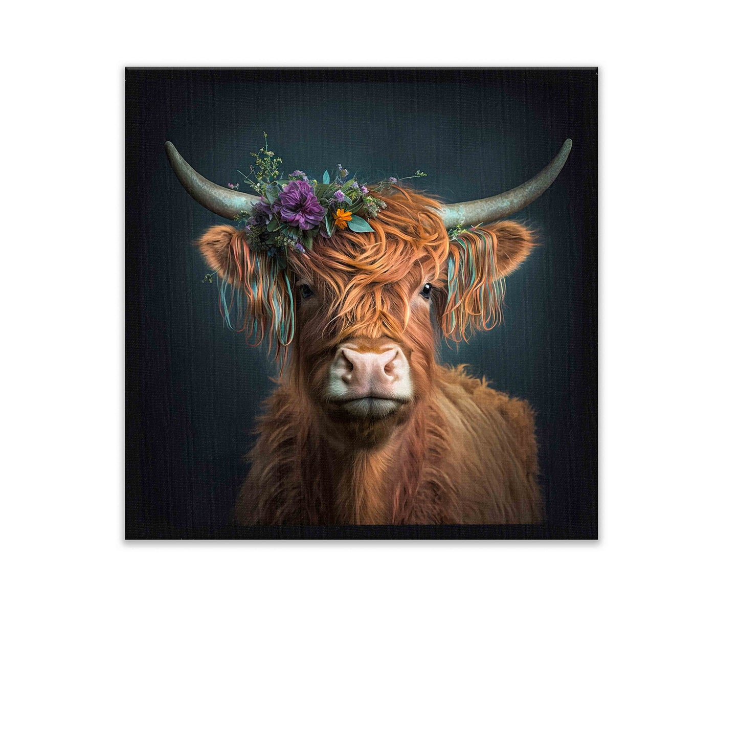 Art mural nature - Le bison et les fleurs - Impression sur toile