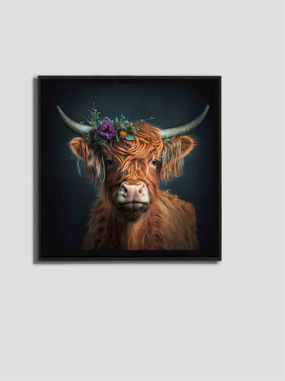 Art mural nature - Le bison et les fleurs - Impression sur toile
