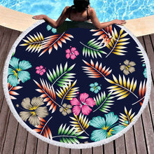 Serviette de plage ronde à imprimé floral