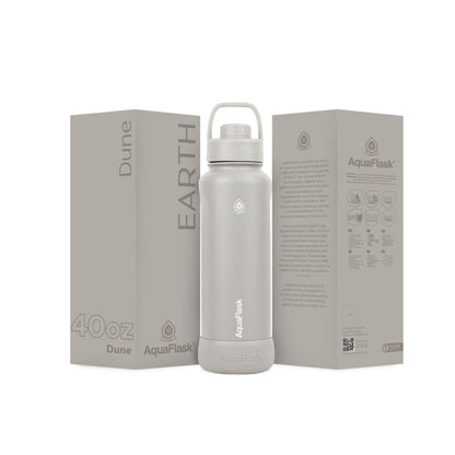 Bouteille d'eau isotherme en acier inoxydable AquaFlask Earth Collection de 1,2 L – Chaud et froid, anti-fuite, réutilisable