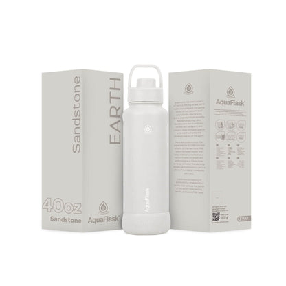 Bouteille d'eau isotherme en acier inoxydable AquaFlask Earth Collection de 1,2 L – Chaud et froid, anti-fuite, réutilisable