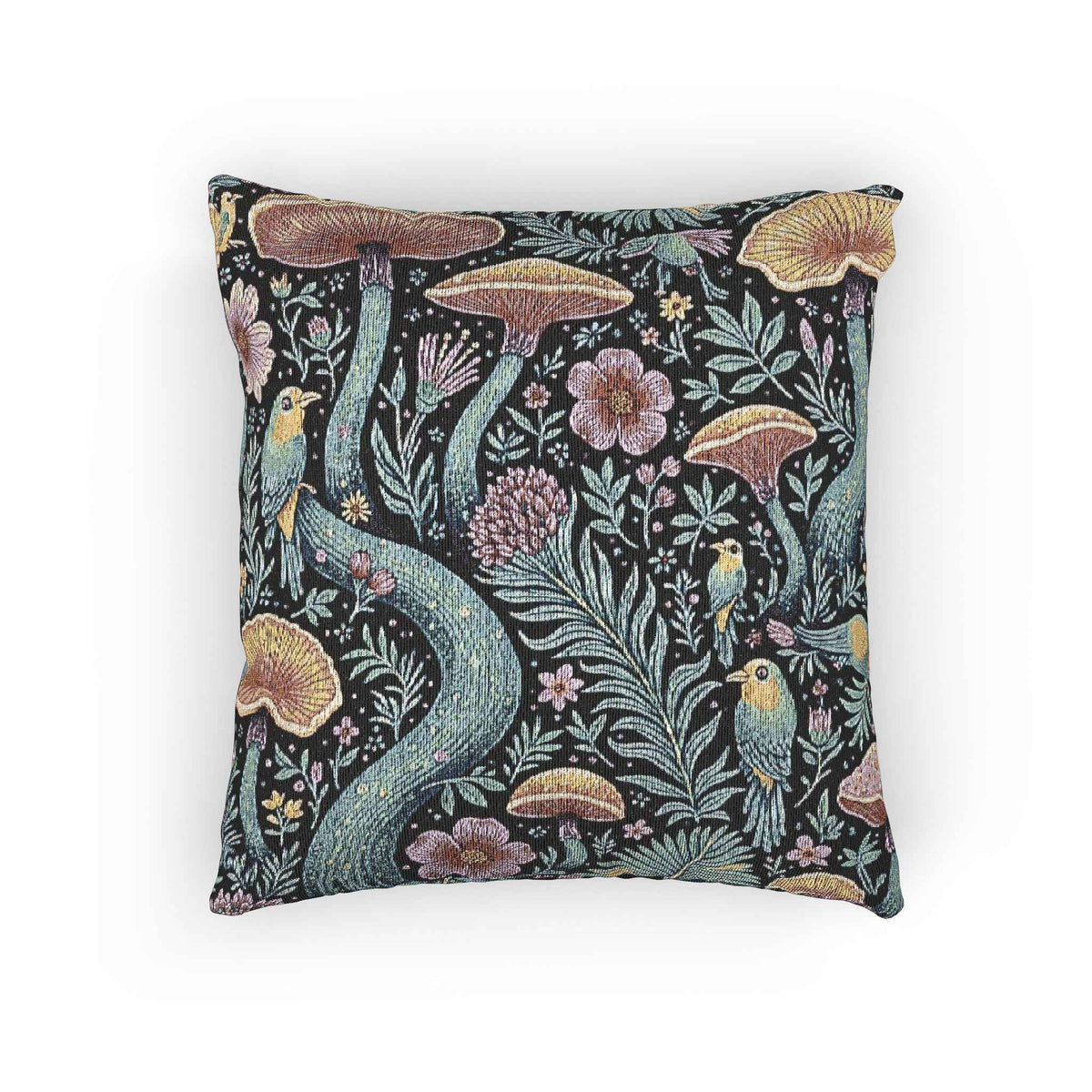 Oreiller décoratif tissé en tapisserie Champignon et Fougère