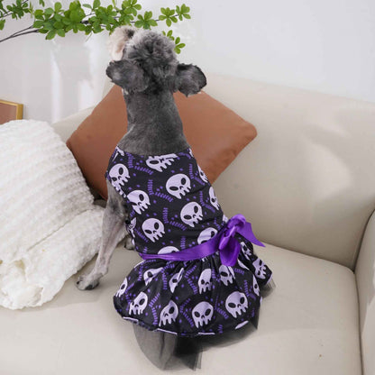 Cape de déguisement d'Halloween pour chien – Costume en polyester à motif tête de mort colorée pour chiens