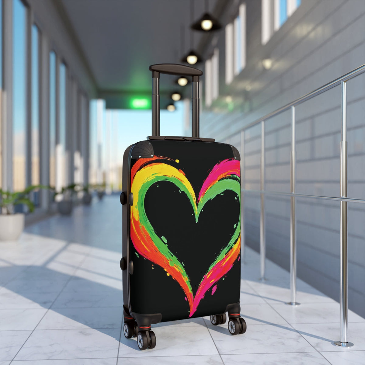 Valise Cœur Coloré – Bagage Cabine Cœur Peinture Néon