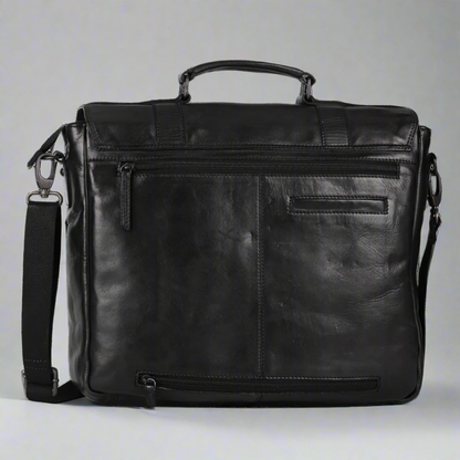 Sac pour ordinateur portable en cuir de première qualité MET. Mallette de messager avec bandoulière détachable