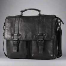 Sac pour ordinateur portable en cuir de première qualité MET. Mallette de messager avec bandoulière détachable