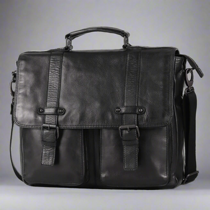 Sac pour ordinateur portable en cuir de première qualité MET. Mallette de messager avec bandoulière détachable