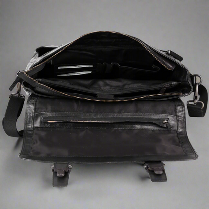 Sac pour ordinateur portable en cuir de première qualité MET. Mallette de messager avec bandoulière détachable