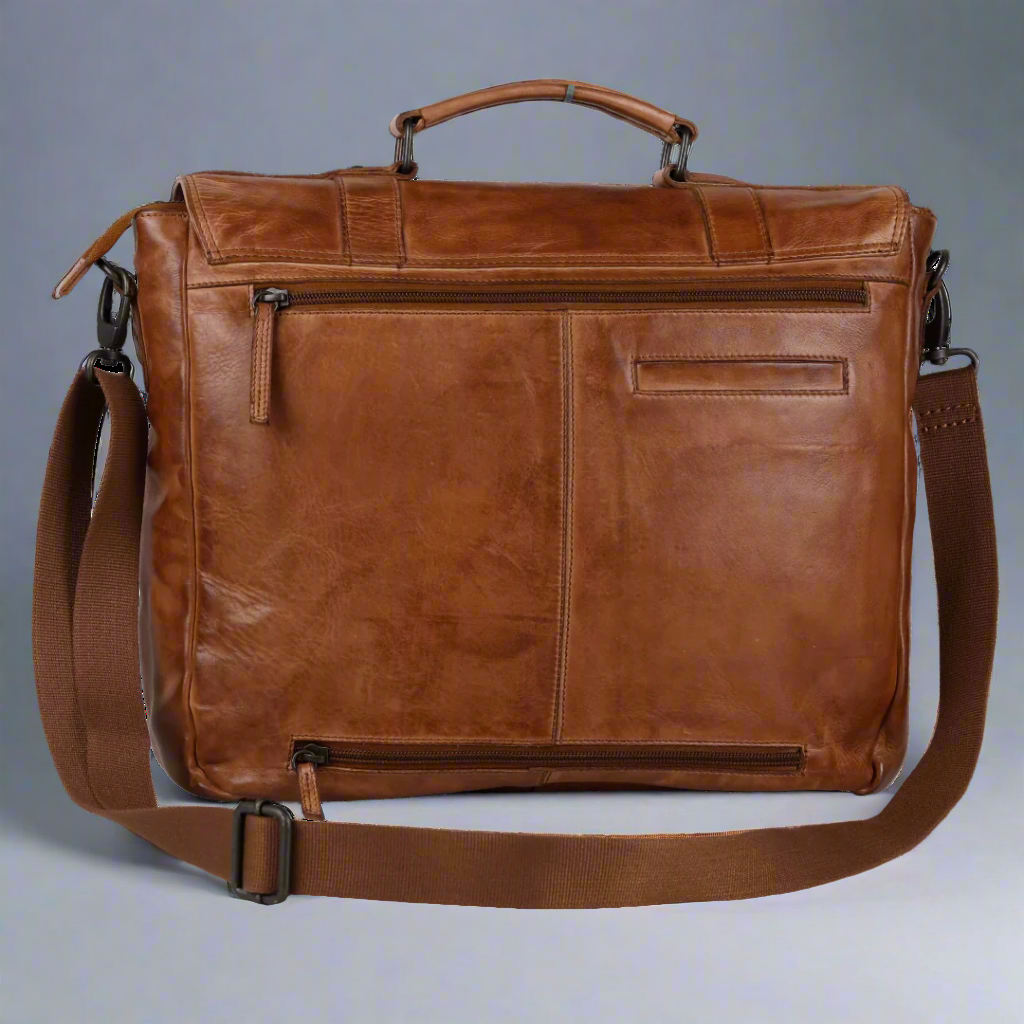 Sac pour ordinateur portable en cuir de première qualité MET. Mallette de messager avec bandoulière détachable