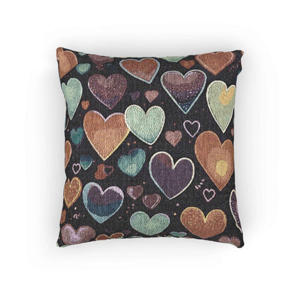 Oreiller tissé à motif de cœurs pastel | Coussin décoratif cœur, Décoration bohème