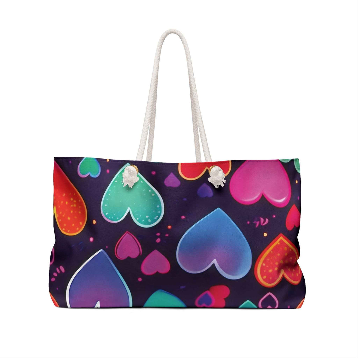 Sac de voyage cœurs arc-en-ciel néon | Sac fourre-tout à motif cœurs colorés