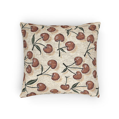 Coussin décoratif tissé à motif cerise – Style rustique de ferme