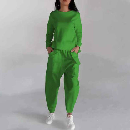 Ensemble d'intérieur mode pour femme – Haut pull uni et pantalon large