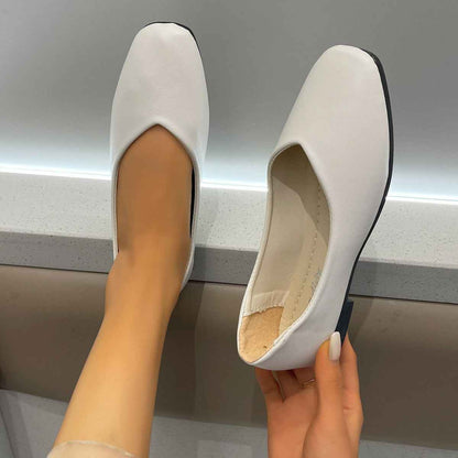Chaussures basses en viscose à bout carré, talon épais et bout renforcé